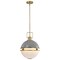 Nuvo Everton 2-Light Pendant 14 in. Matte Gray and Brass Etched Opal Glass 60/7877 - alternate 2